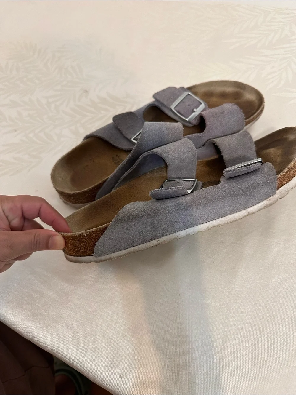Birkenstock  women’s  Suede Double Strap Sandals in Gray